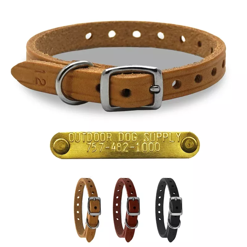 1/2″ D Ring Leather Small Dog & Puppy Collar
