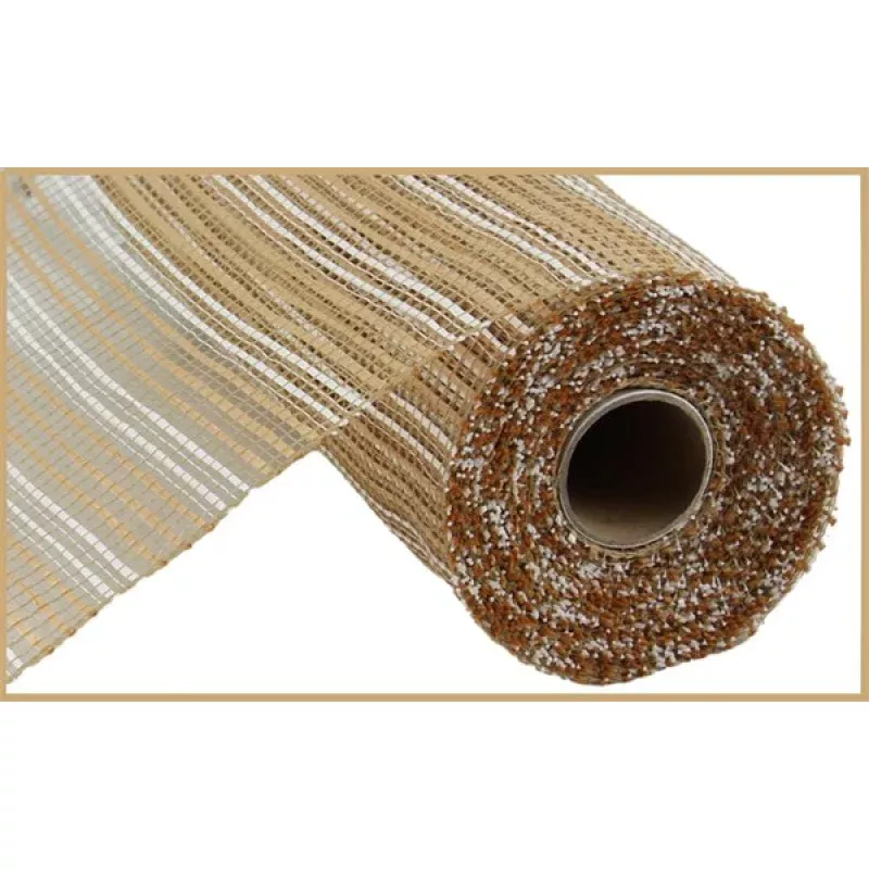 10X10yd Horizontal Wide Strip|Natural&Lime Green&Natural/White
