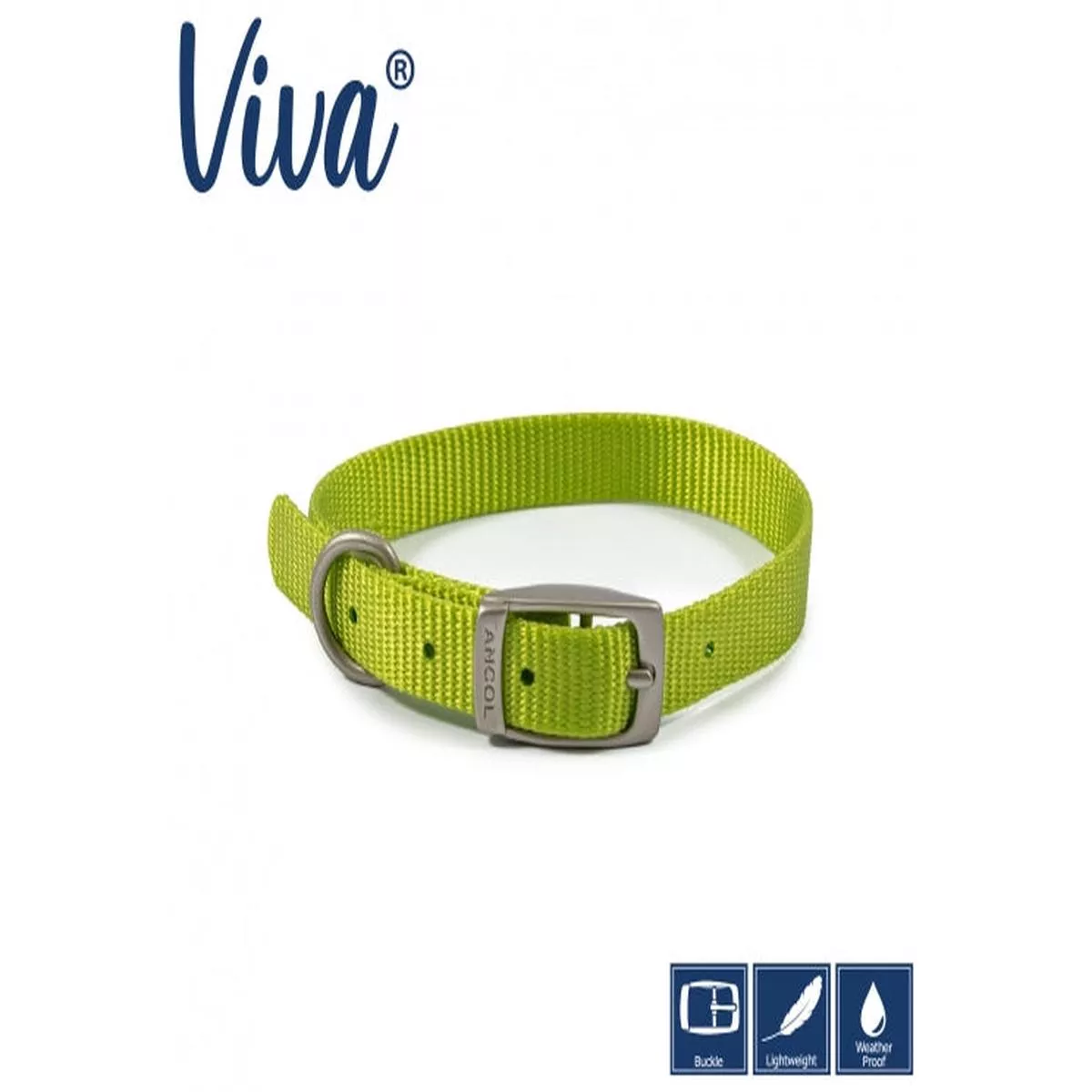 14″ Ancol Nylon Collar Lime Size 2