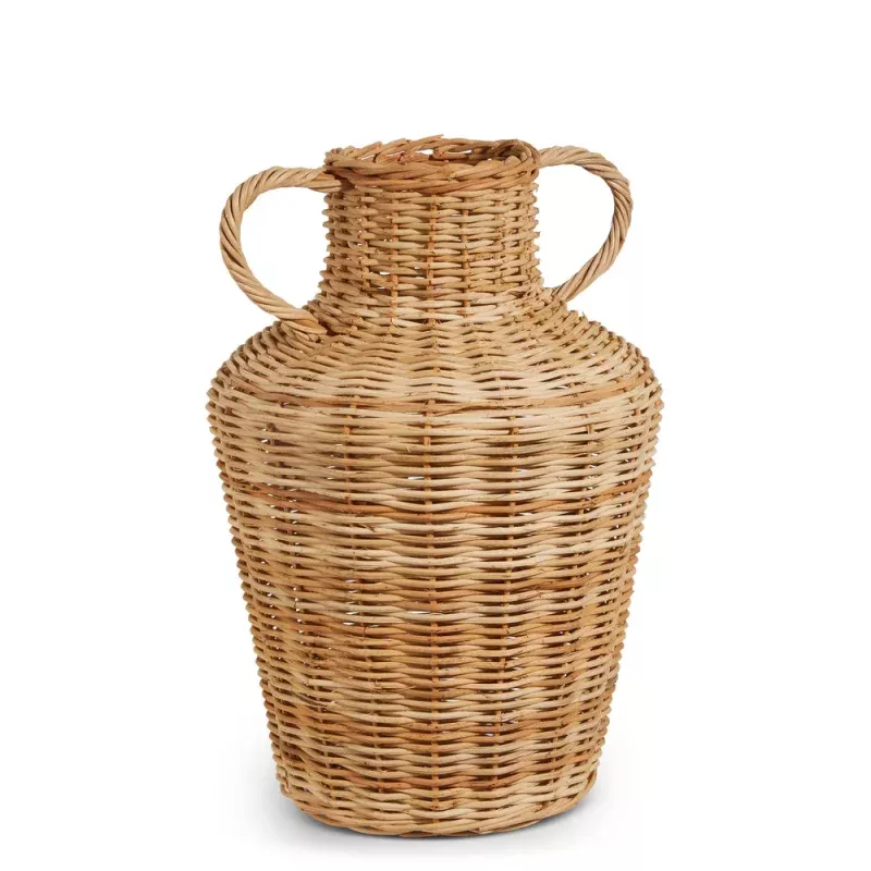 14 Wicker Ginger Jar Vase with Handles