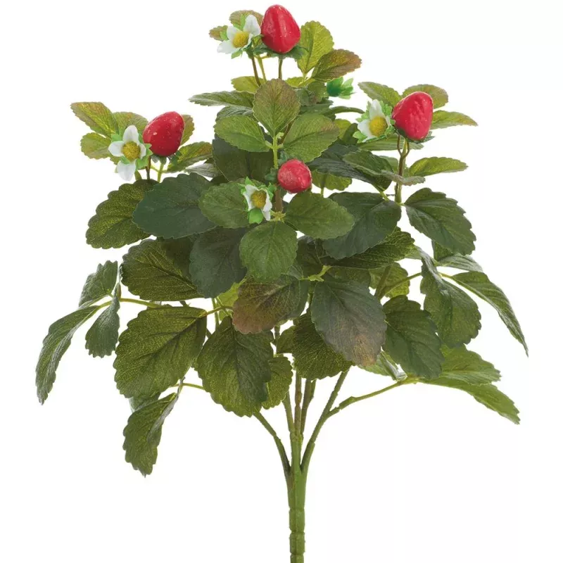 15 Strawberry/ Real Touch Leaf Bush Green Red
