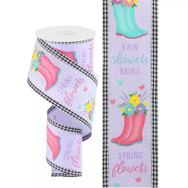 2.75X10y Rainboot/Floral W/Gingham Edge