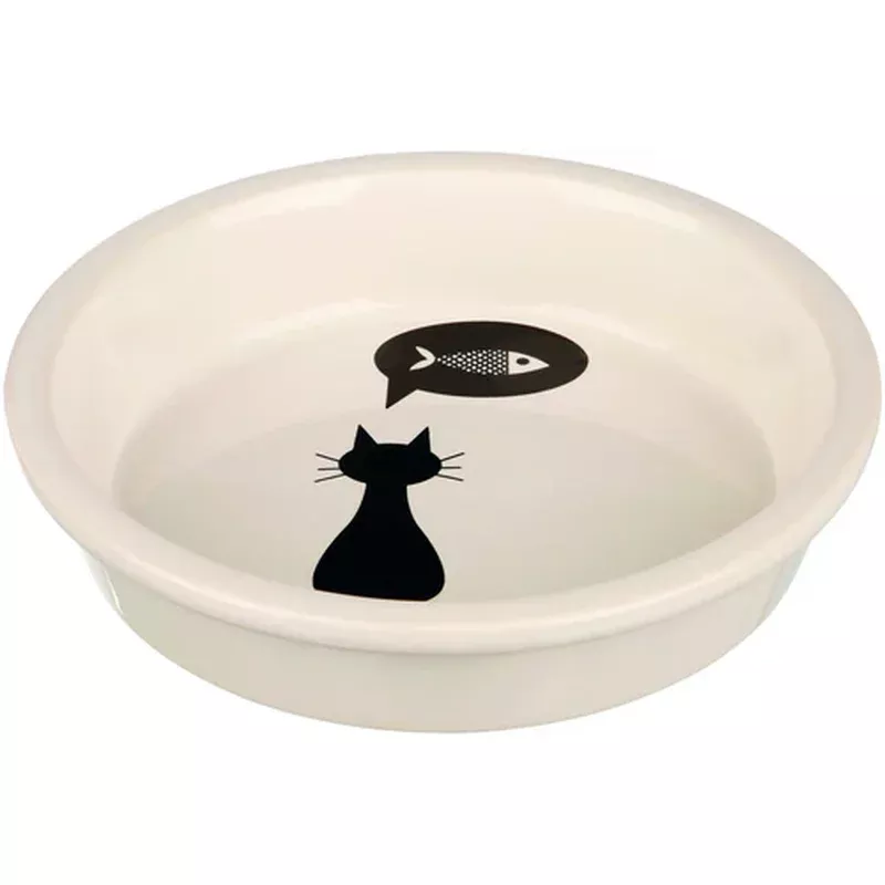 24499 Ceramic bowl, cat, 0.25 l/diam. 13 cm, white