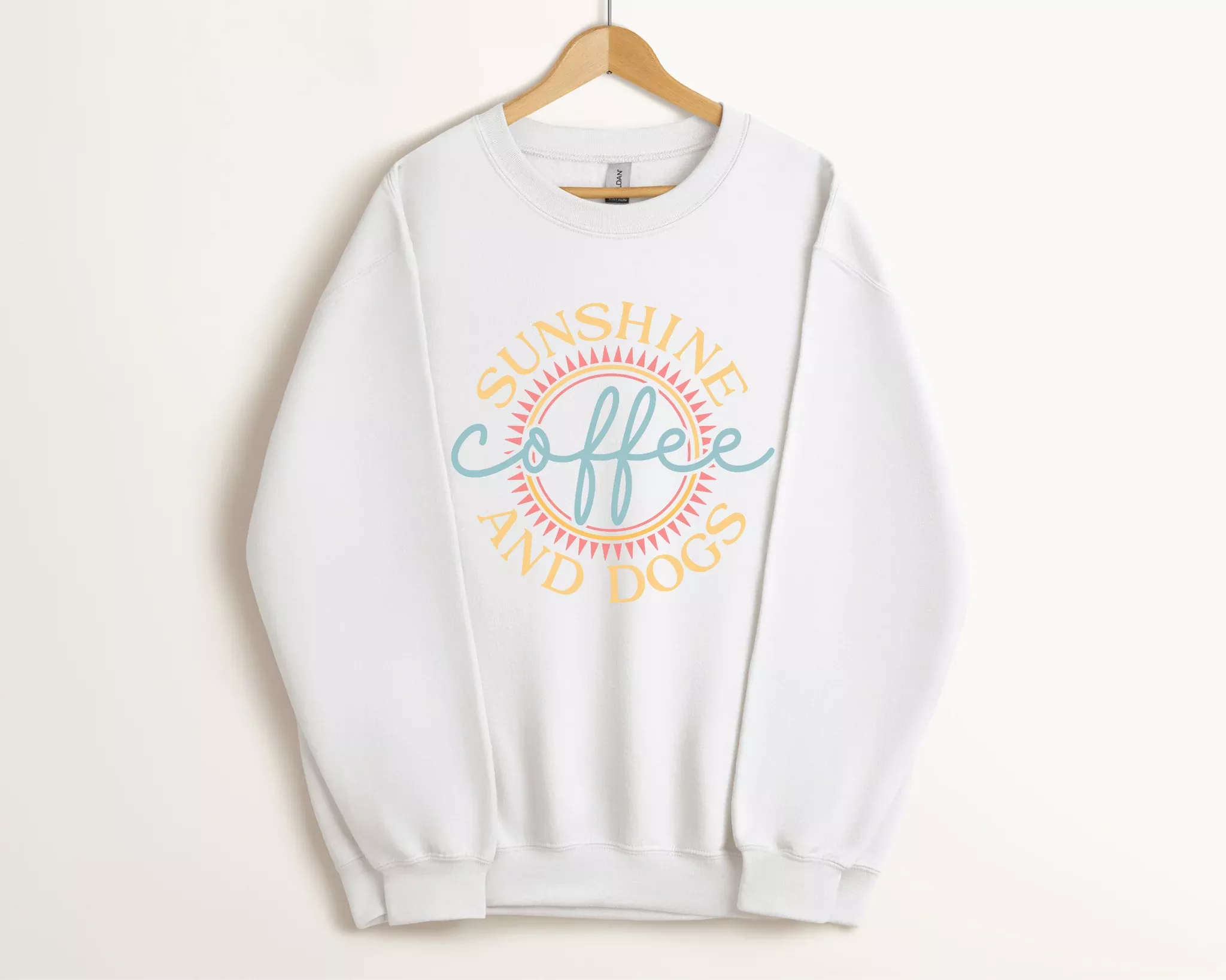 [30% OFF] Sunshine, Coffee & Dogs Crewneck Sweatshirt, White