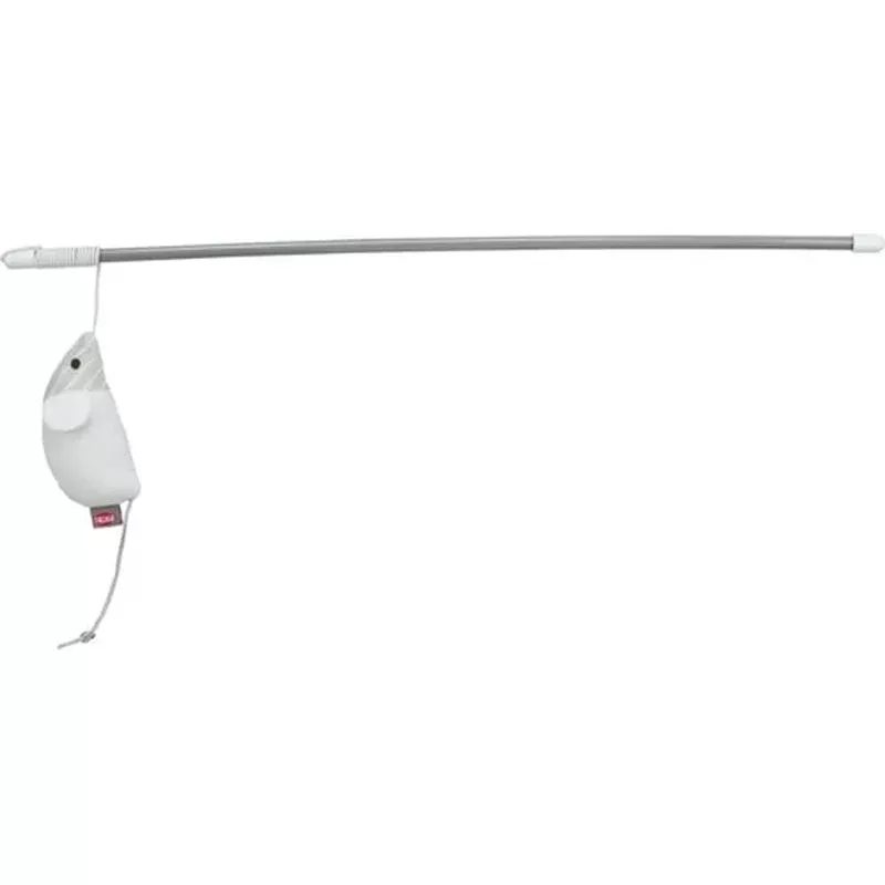 45613 Playing rod mouse, plastic/plush, 46 cm