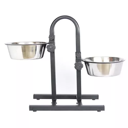 Adjustable Stainless Steel Pet Double Diner for Dog