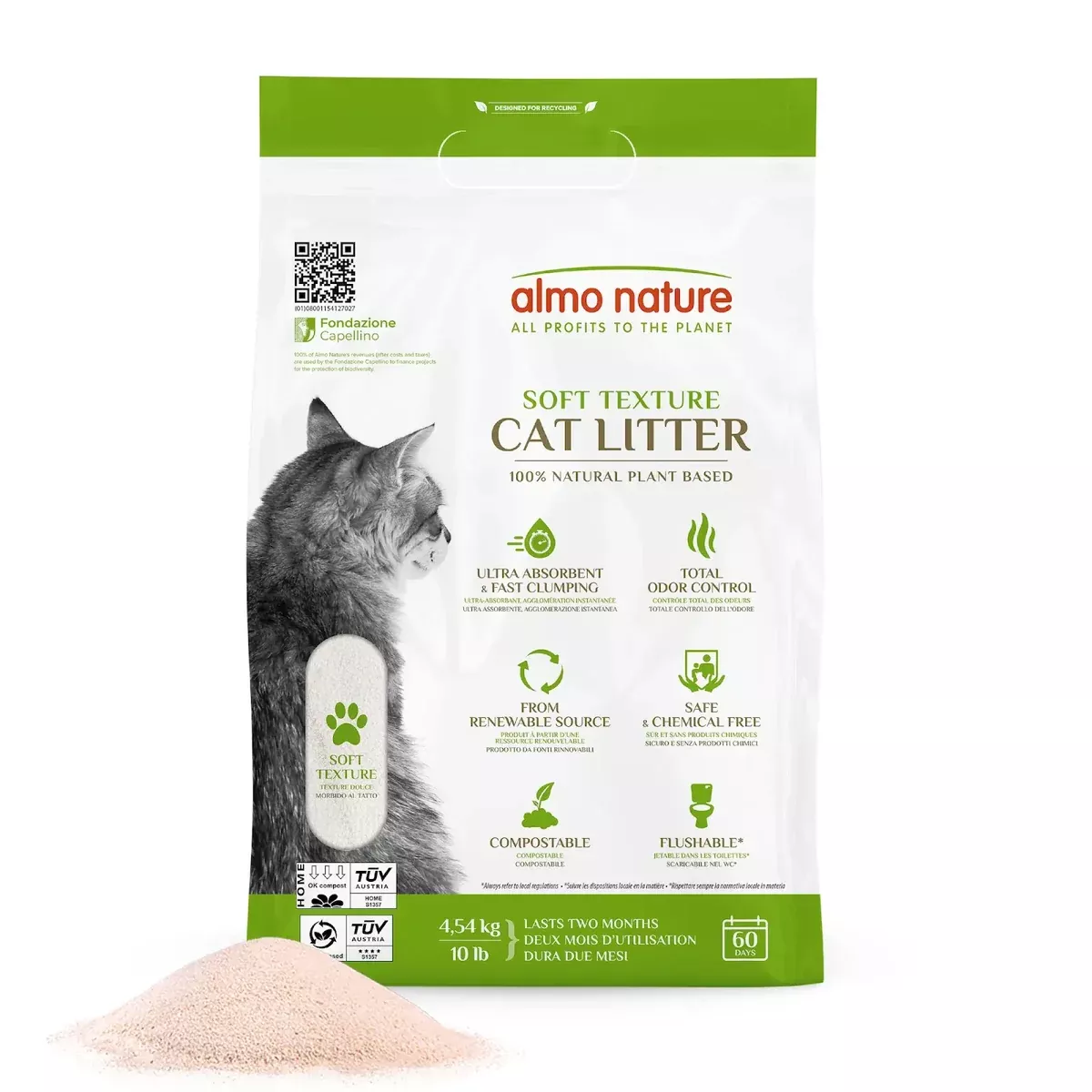 Almo Nature 100% Plant-Based Biodegradable Clumping Cat Litter – 10lb Bag