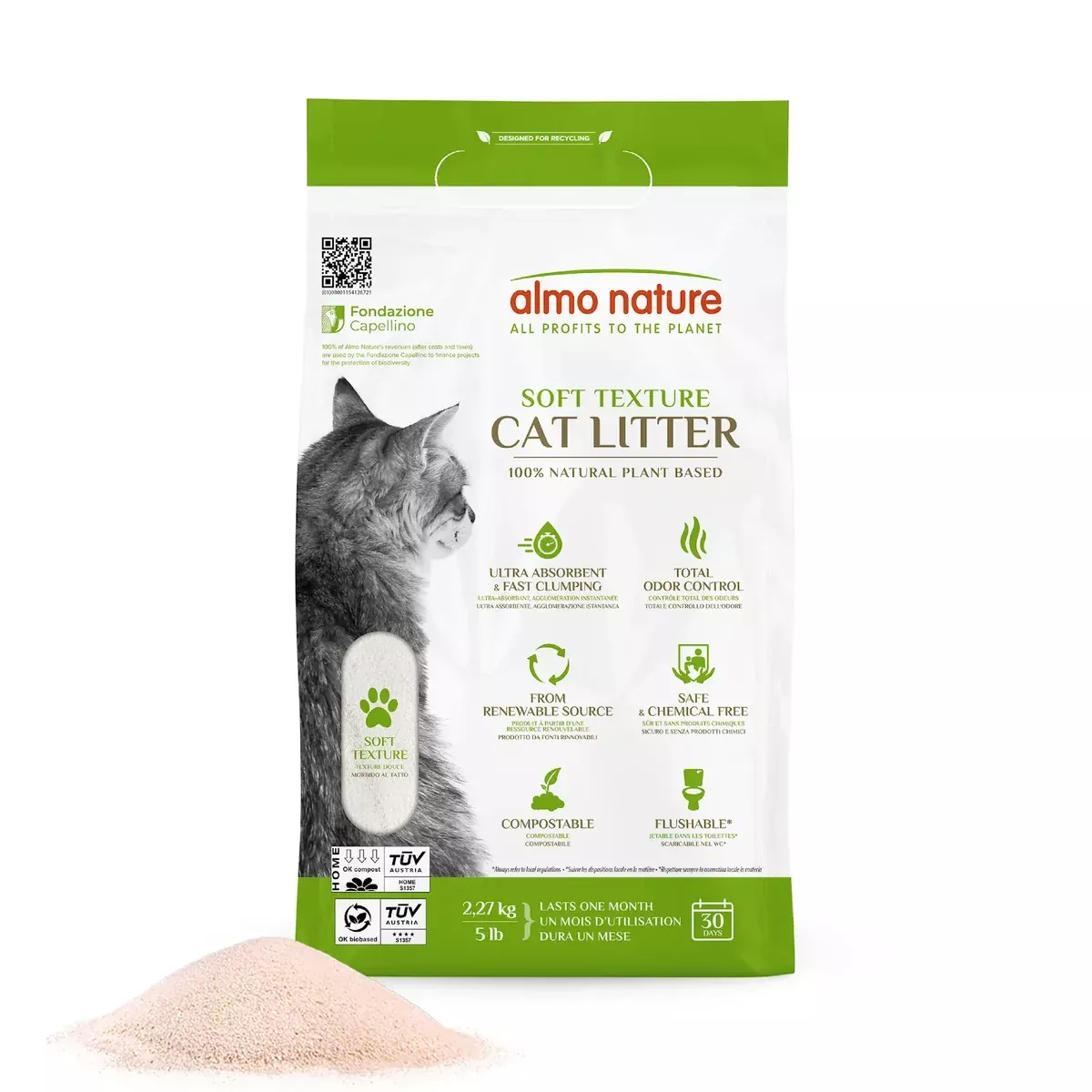 Almo Nature 100% Plant-Based Biodegradable Clumping Cat Litter – 5lb Bag