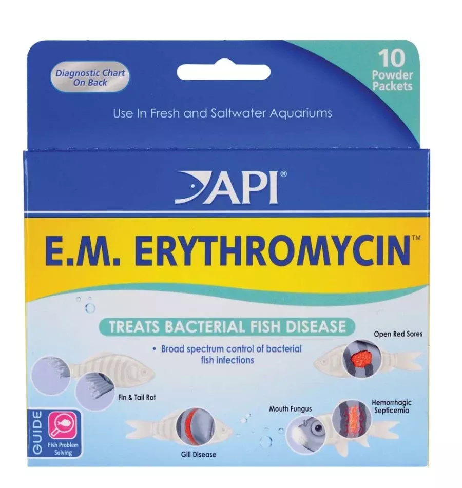 API E.M. Erythromycin Freshwater Fish Powder Medication 1ea/10 pk