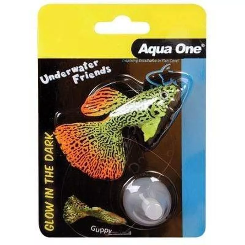 Aqua One Underwater Friends Guppy Fish Float Glow In Dark
