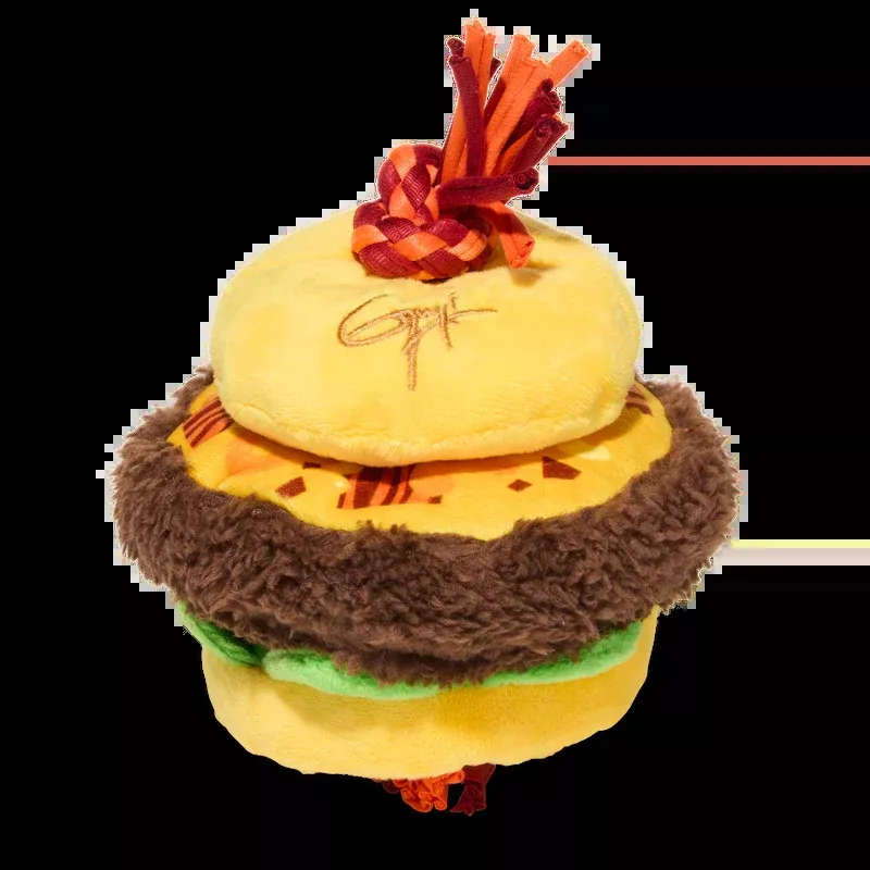 BAKR Barkin’ Cheese Burger Plush Tug Dog Toy – Small/Medium