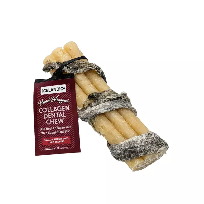 Beef Collagen Dental Chew Wrapped With Cod Skin 4″