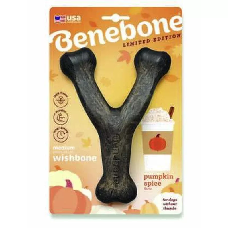 Benebone Dog Toy Holiday Wishbone Pumpkin Spice Large