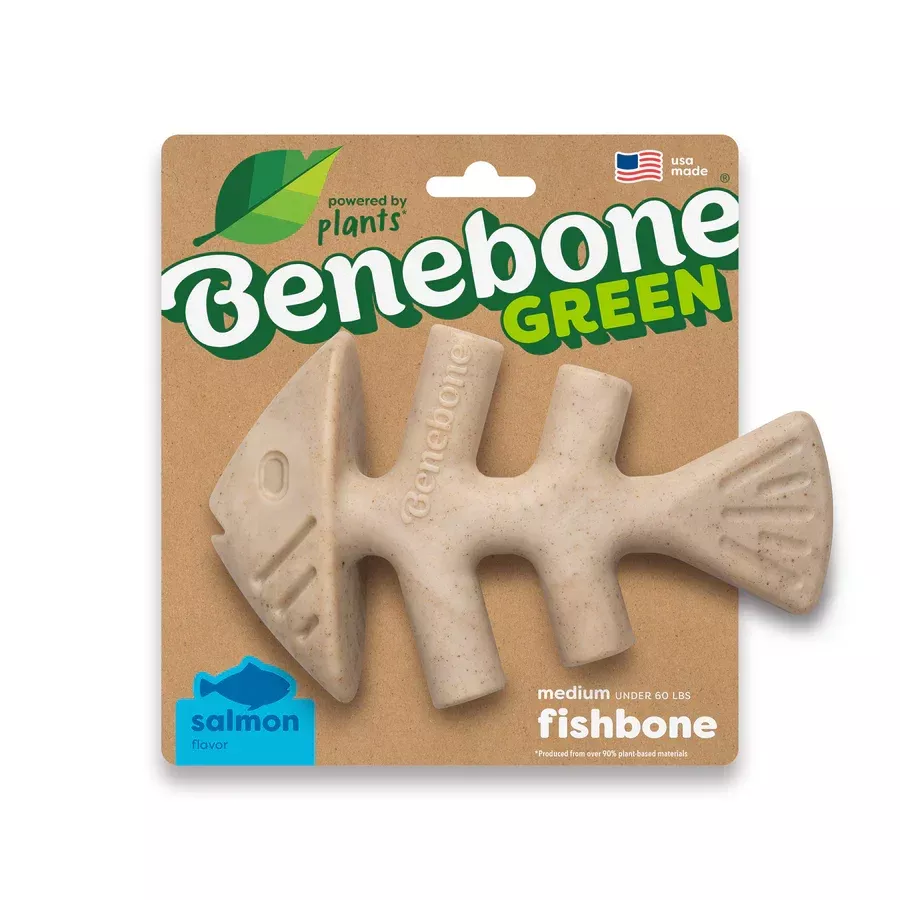 Benebone Green Eco Dog Chew Toy – Medium – Fishbone