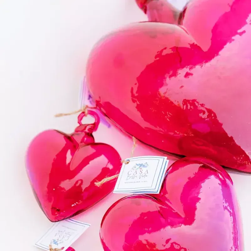Blown Glass Heart|Pink&Red|Small&Medium&Large