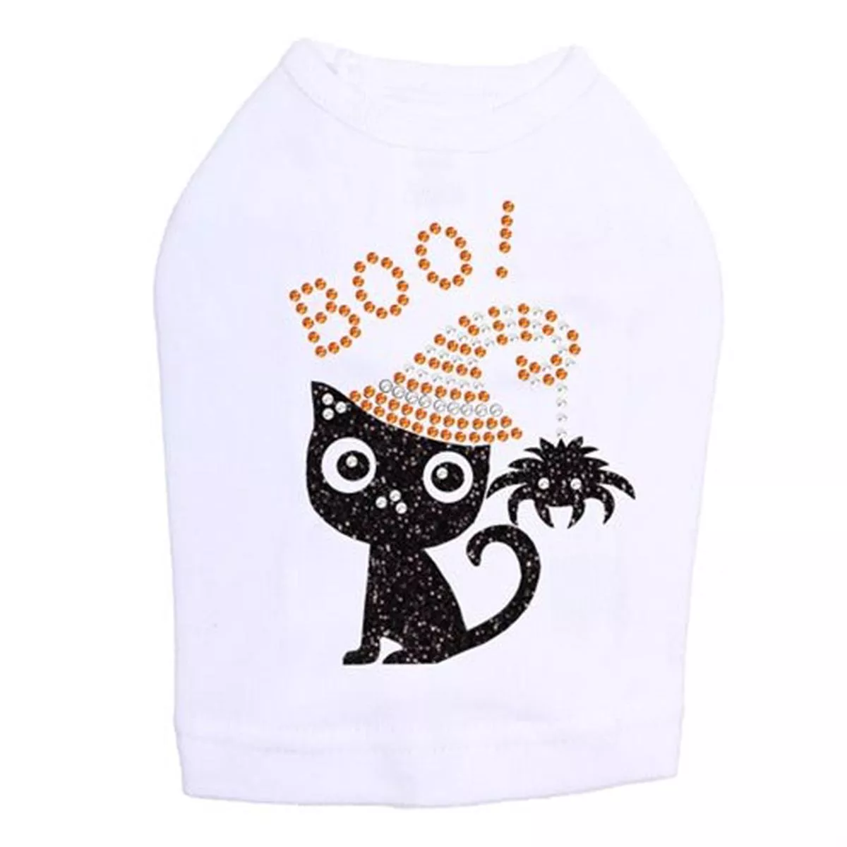 Cat with Spider Hat Rhinestones Tank Top – Many Colors