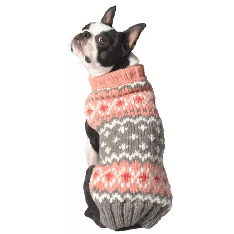Chilly Dog Dog Sweater – X-Small – Peach Fair Isle