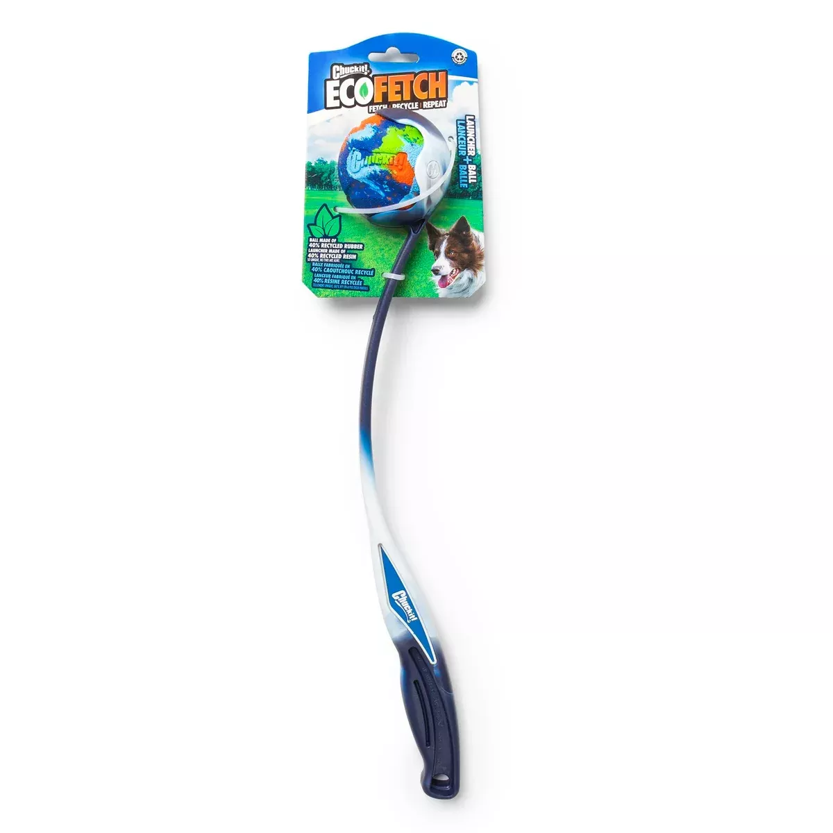 Chuckit Eco-Fetch Launcher & Ball Dog Toy – Medium – Multi Color