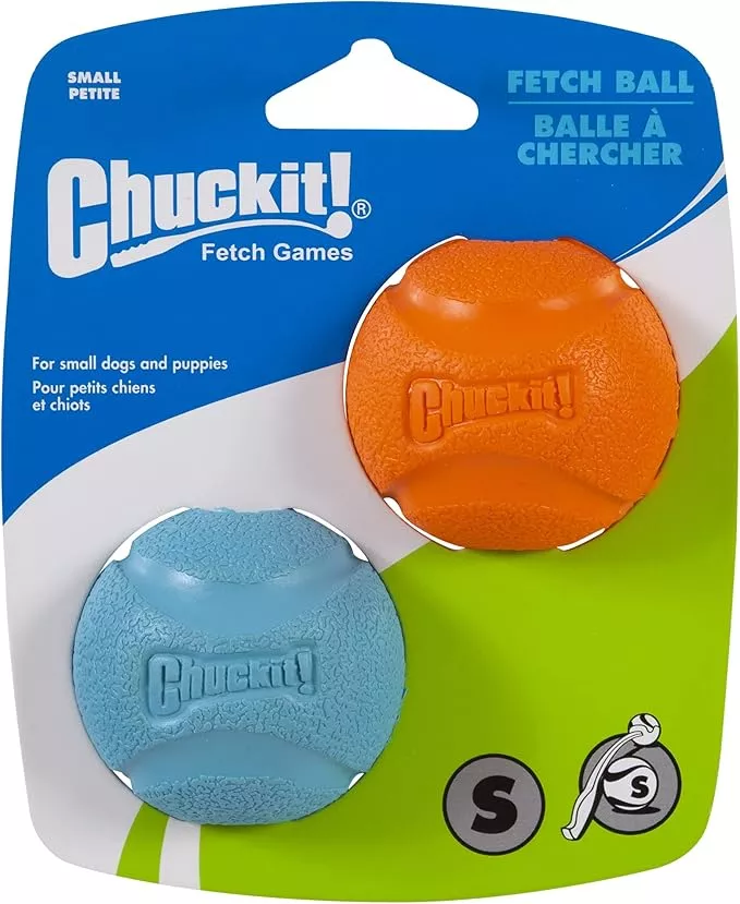 ChuckIt! High-Bounce Rubber Fetch Ball, Small (Colors Vary) 2 Pack