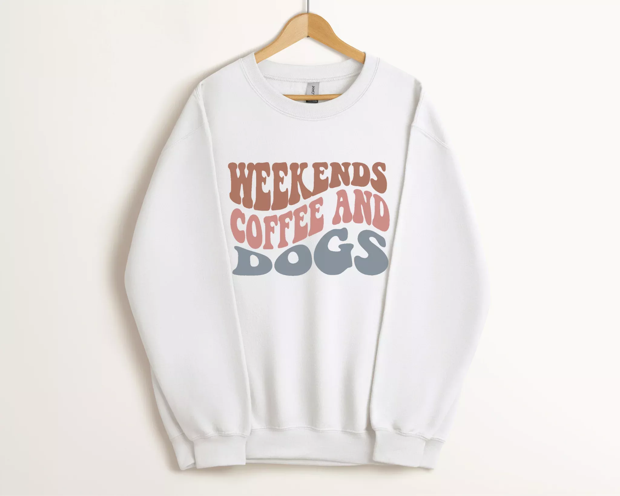 [Clearance 30%] Weekends, Coffee And Dogs Sweatshirt, White
