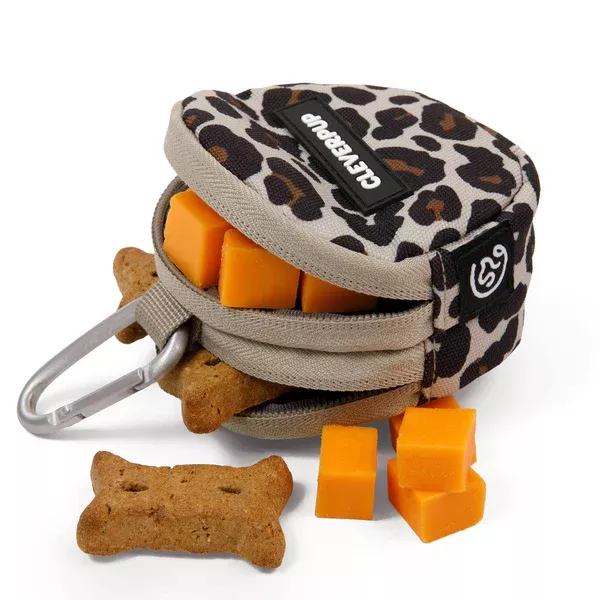 Cleverpup Snackpack Double Insulated Dog Treat Pouch – Leopard