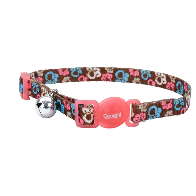 Coastal 8-12″ Adjustable Breakaway Cat Collar Brown Paws