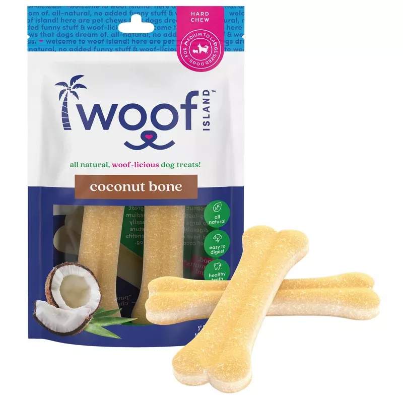 Coconut Dog Bones Premium Treats 2 Count: Single Bag