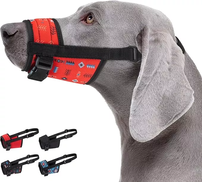 CollarDirect Dog Muzzle – Updated Design Adjustable Soft Breathable Tribal Nylon Dog Mouth Guard Cover for Small, Medium and Large Dogs, Anti Chewing, Barking & Biting (L/XL, Pattern 3)