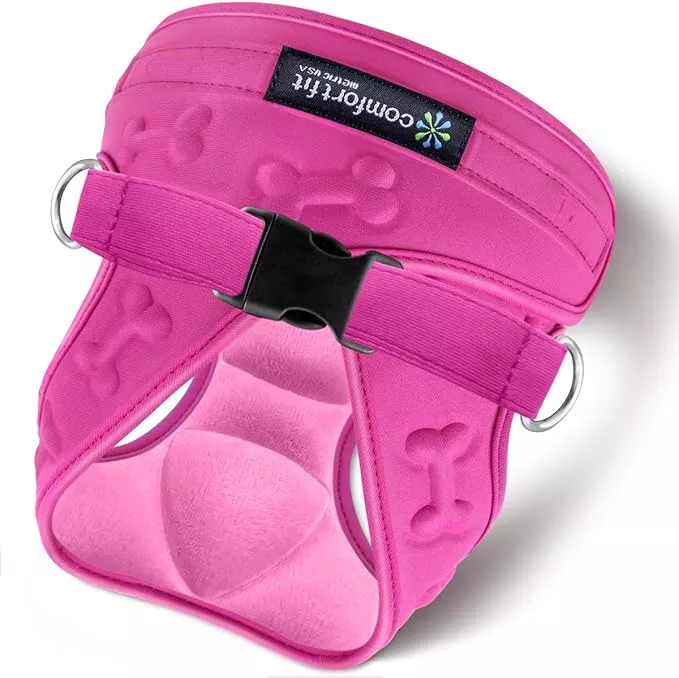 Comfort Fit Dog Harness No Pull No Escape Harness Adjustable Buckles Extra Comfort Soft Padded Choke Step In Dog Vest with Easy Control Handle for Small Medium Large Dogs & Puppies Inside Velvet Plush