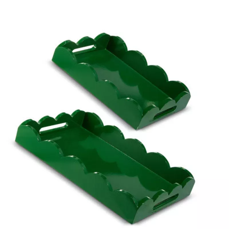 Dark Green Scalloped Tray – Sold Individually