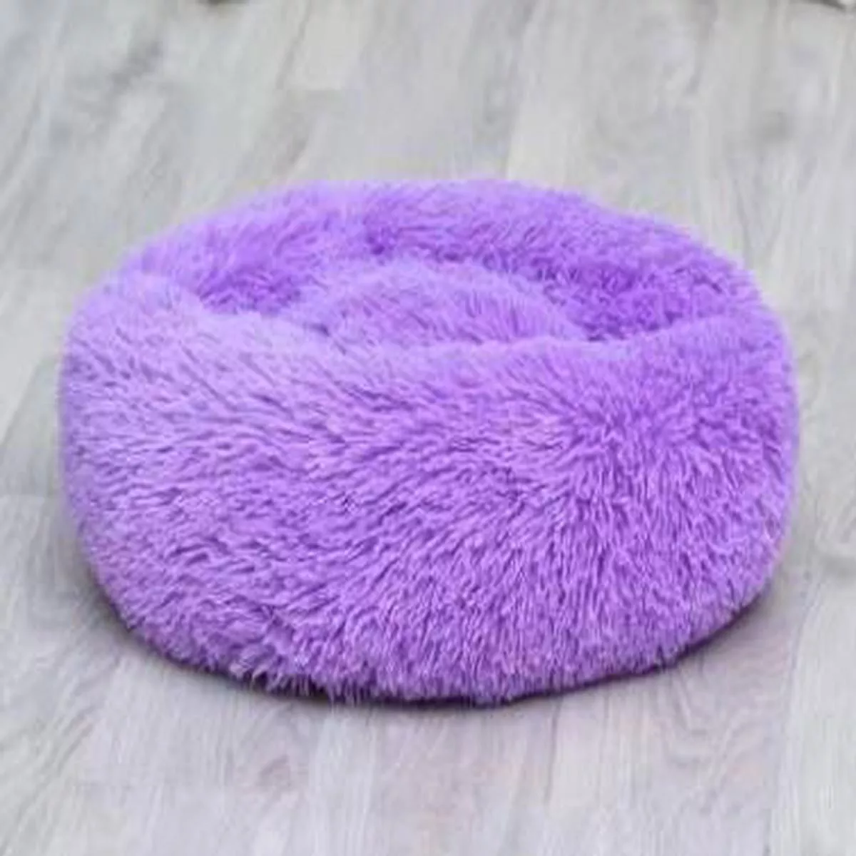 Dog Beds For Small Dogs Round Plush Cat Litter Kennel Pet Nest Mat Puppy Beds – Purple | 60cm
