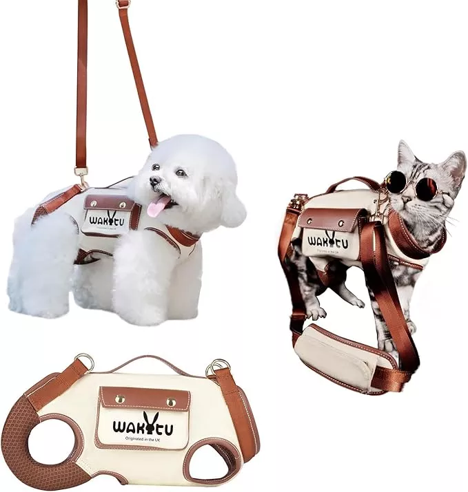 Dog Lift Harness Dog Carrier VES Harness Adjustable Leash with Small Puppy Treat Bag,Fits Most Cars,XS