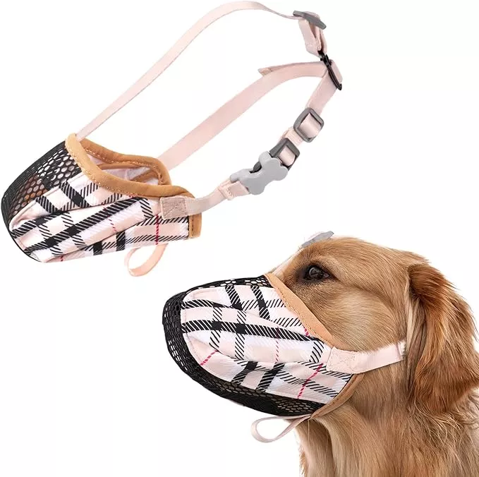 Dog Muzzle, Basket Air Muzzles for Large Sized Dogs Anti Chewing, Breathable Adjustable Muzzle for Labrador/Golden Retriever German Shepherd, etc, Suit for Grooming Vet Visits Allows Panting Drinking