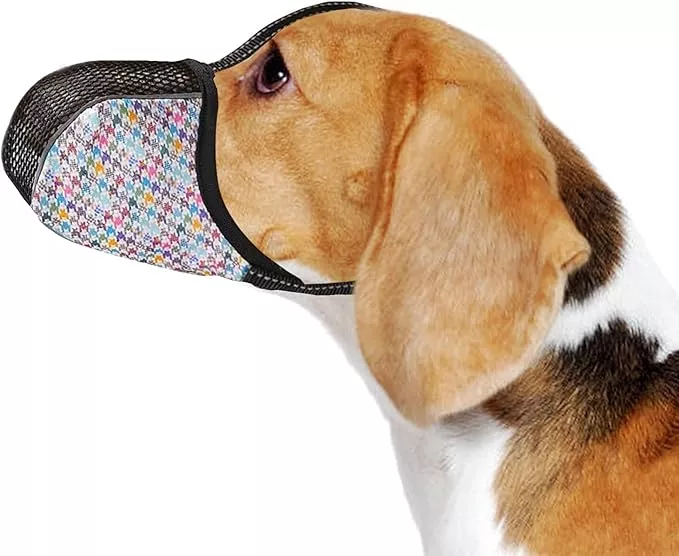 Dog Muzzle Medium Sized Dogs Anti Bite Bark Soft Air Mesh Muzzles Reflective Ajustable Full Coverage Dog Mouth Guard Cover for Grooming Scavenging Colour M