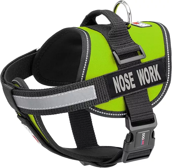 Dogline Vest Harness for Dogs and 2 Removable Nose Work Patches, X-Large/36 to 46″, Green