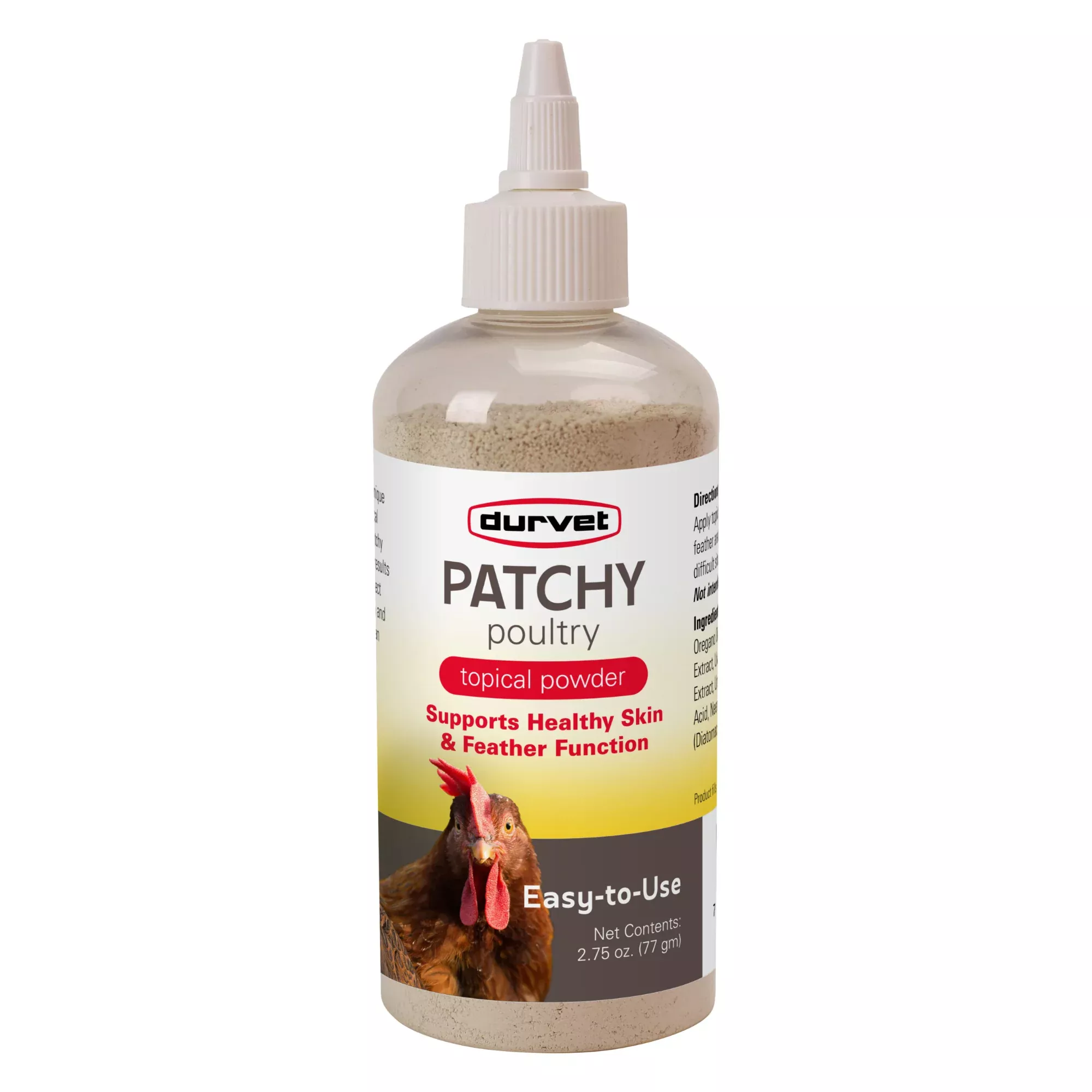 Durvet Patchy Poultry | Topical Powder For Healthy Feathers | 2.75 oz