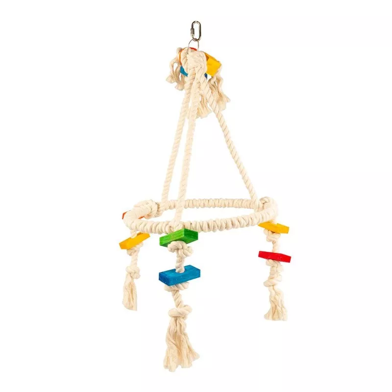 DUVO PLUS Birdtoy Colourful Pyramid with cubes and rope 35x35x73cm