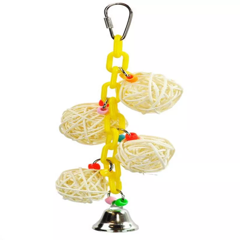 A & E Cages 4 Vine Balls on Chain with Bell Bird Toy – Default Title