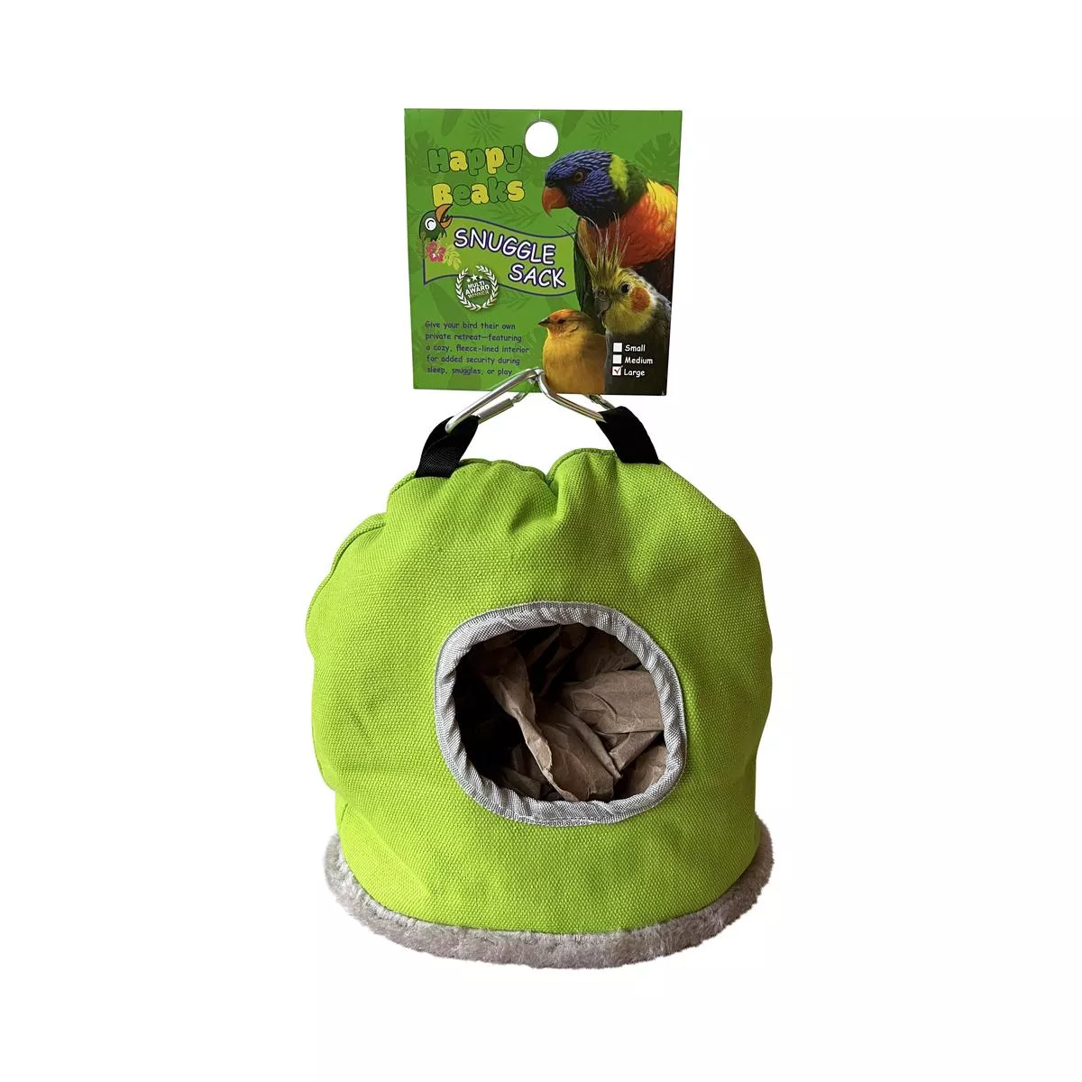 A & E Cages Happy Beaks Snuggle Sack Bird Hut Assorted Color Large