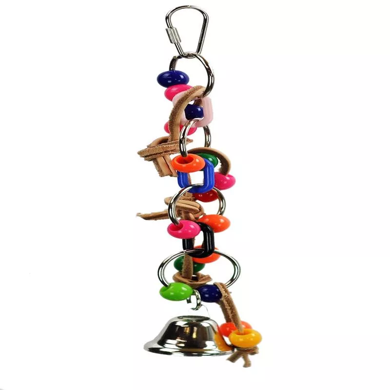 A & E Cages Plastic Chain with Leather and Ball Bird Toy