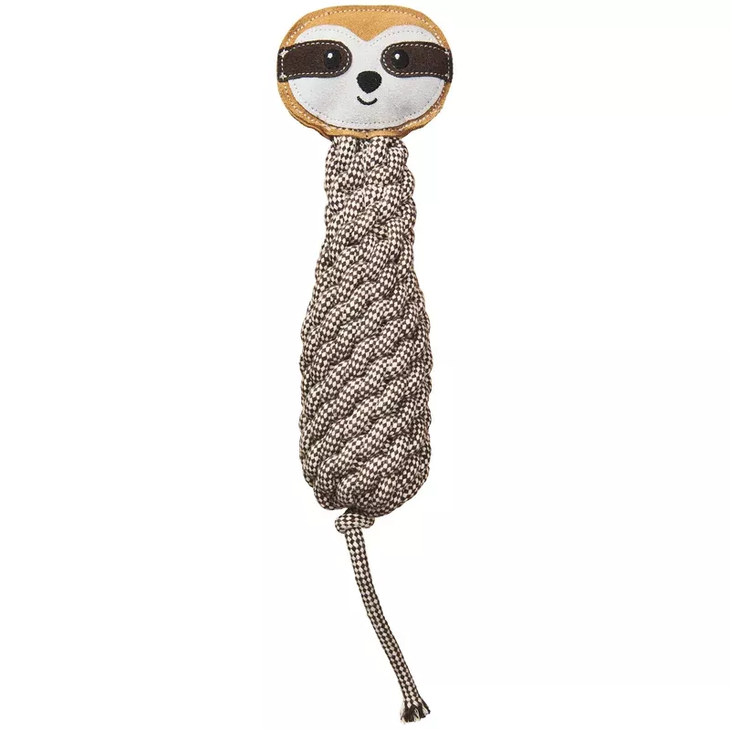 Ethical Products Dura-Fused Leather Bottle Sloth Dog Toy – 16″