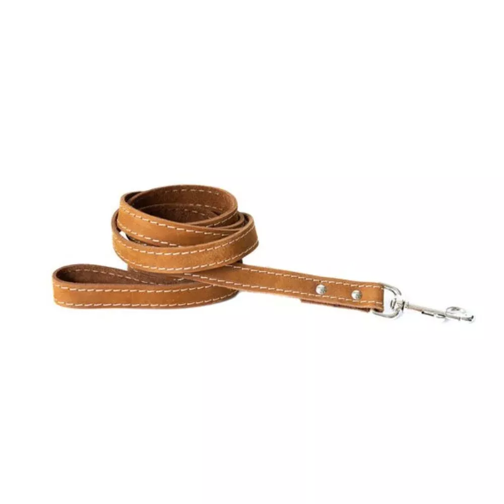 Euro-Dog Soft Leather Dog Leash Brown 6′ 3/4″