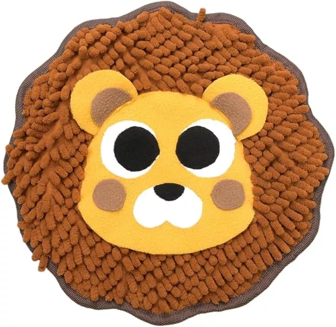 Fluffy Animal Face Snuffle Mat for Pets Interactive Nose Work Toy for Rabbits Hamsters Chinchillas and Dogs (V1)