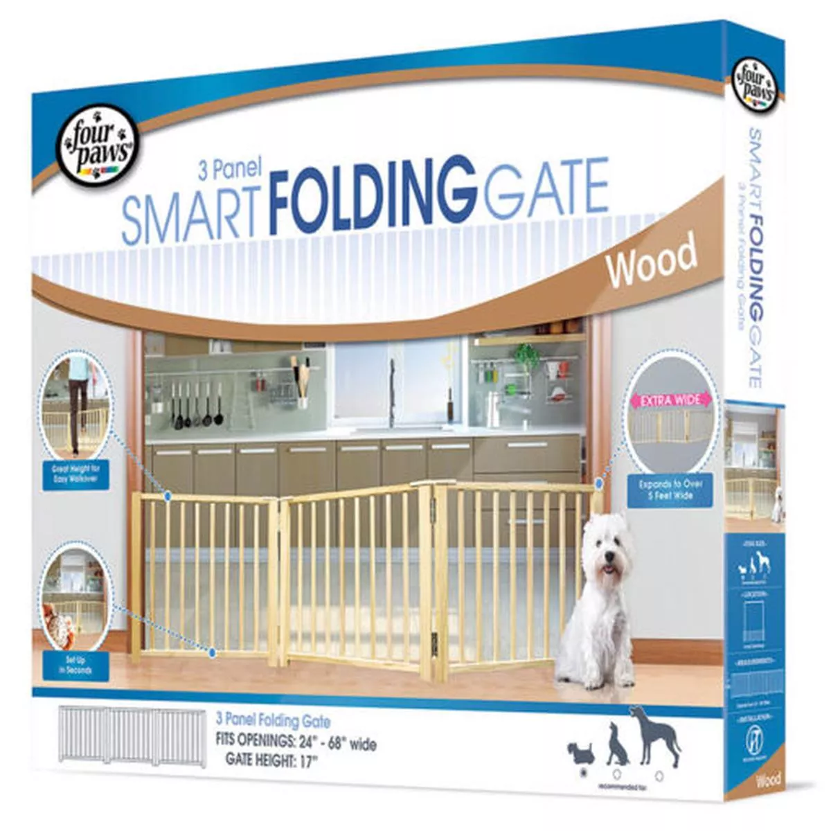 Four Paws Wooden Gate (3 pcs) 24-68 x 17H 100203591