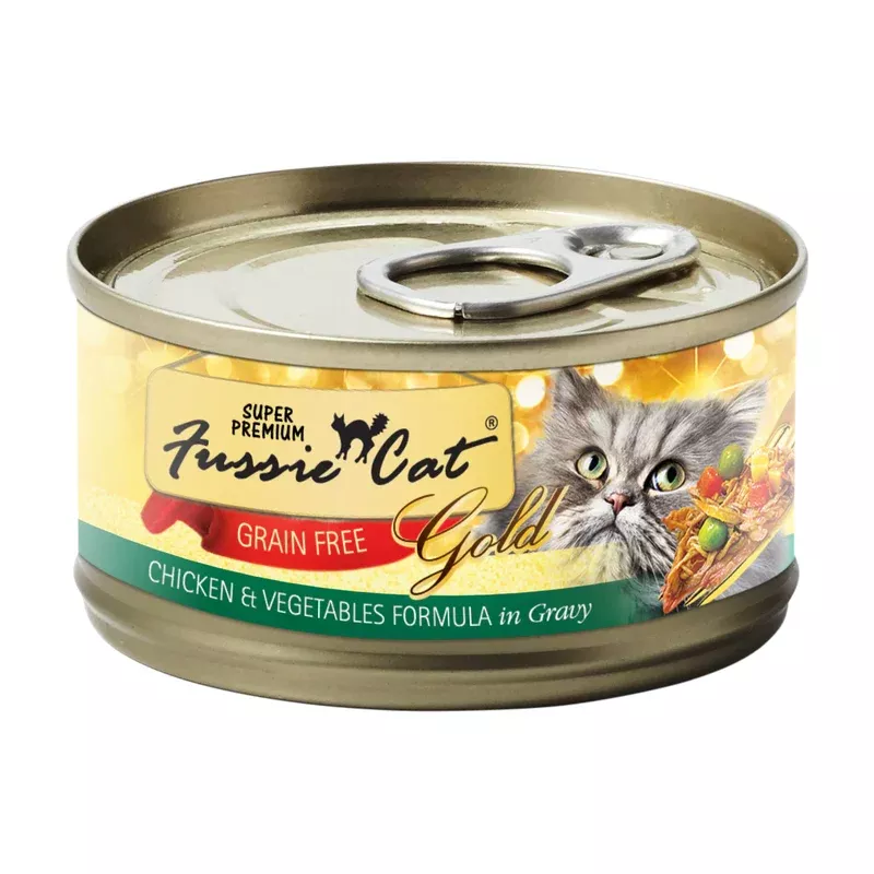 Fussie Cat Gold Chicken, Vegetables & Gravy Wet Cat Food, 2.82oz Case of 24