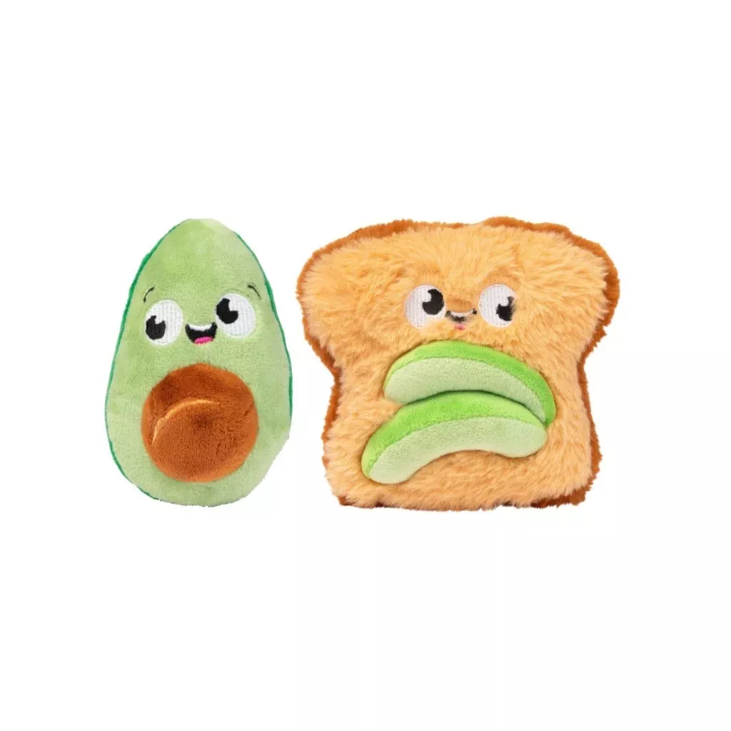FuzzYard Avocado & Toast dog toys, 2 pack
