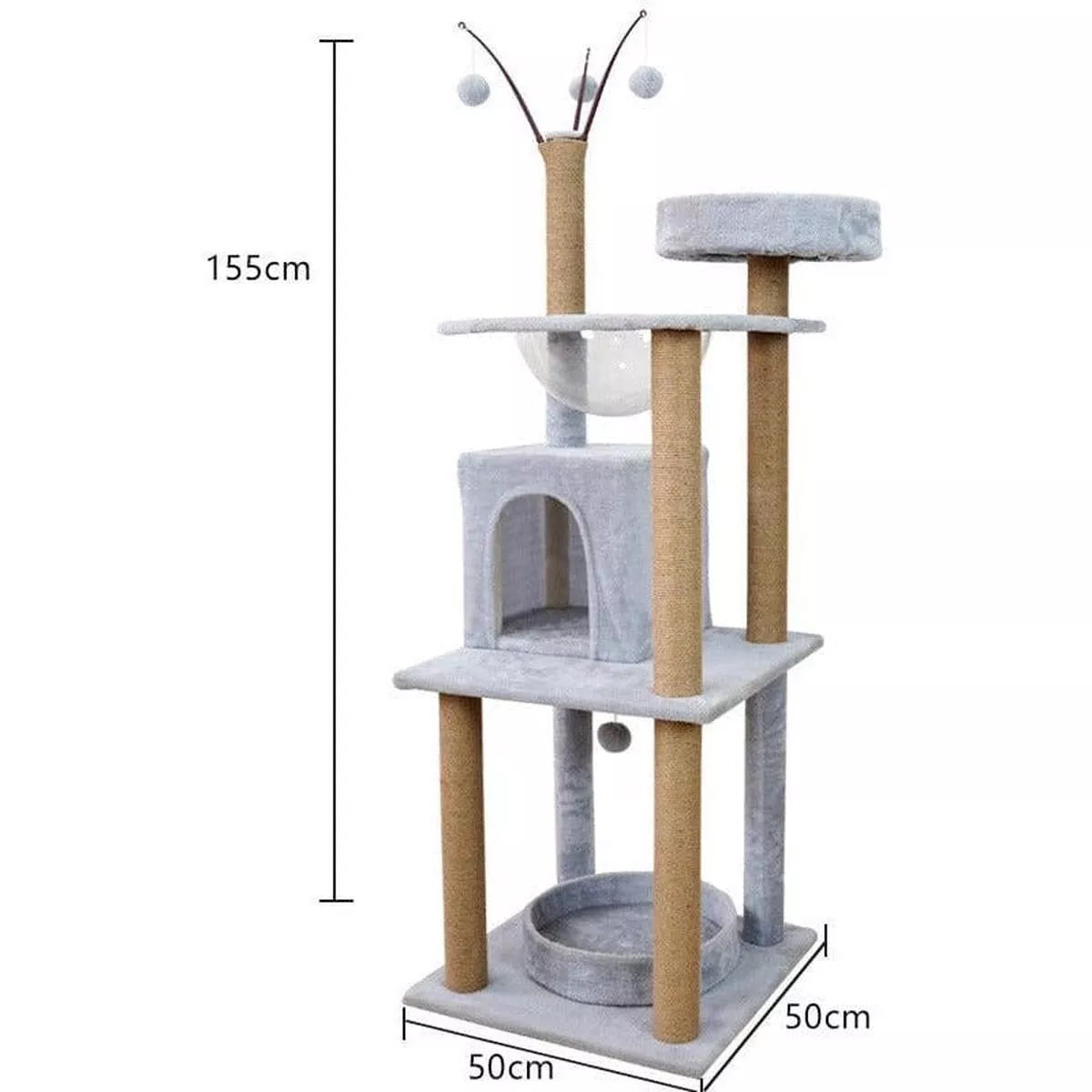 GenericMulti-Level Chipboard, Plush & JuteCatsClimbing & Scratching Tree5050155 cm