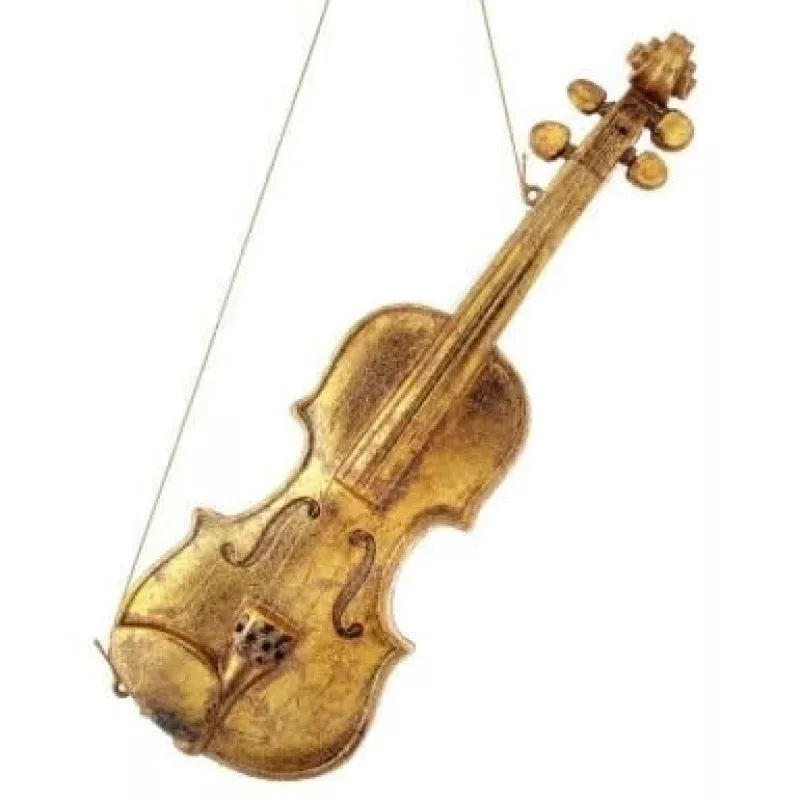 Gilded Plastic Violin Ornament