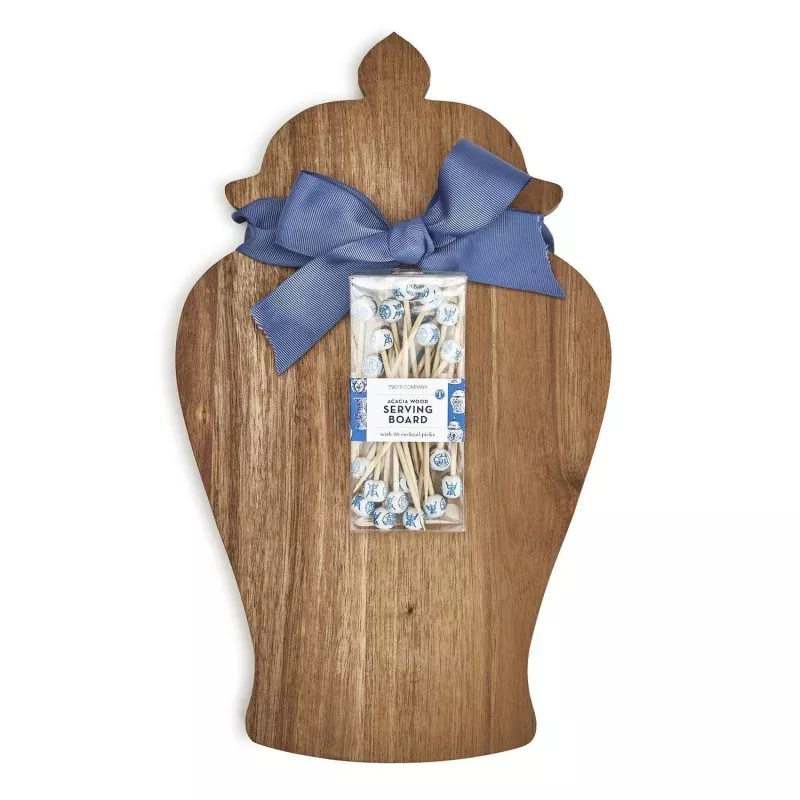 Ginger Jar Shaped Serving Board with 20 Cocktail Pick