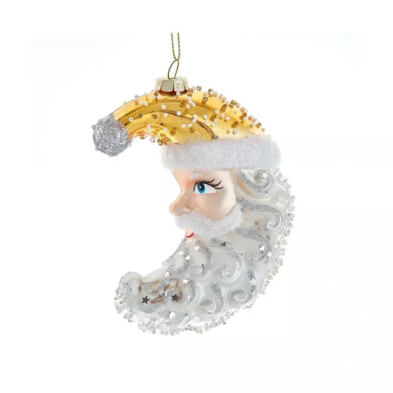 Glass Celestial Moon Santa Ornament